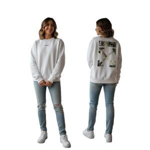 OFF-WHITE Logo Seasonal White Crewneck Sweatshirt Arrows Graphic Back Size M